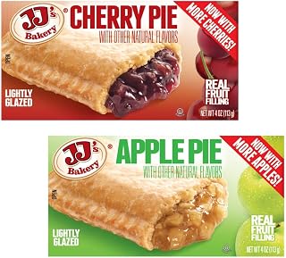 JJ's Bakery Apple & Cherry Snack Pies Variety Pack, 12 Count 4oz Fresh-Baked, Nut-Free, Kosher Parve Individual Desserts