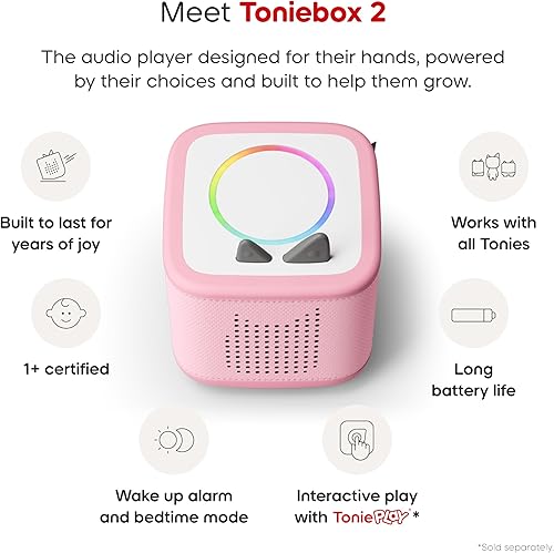 Miniatura 4 de Toniebox - Juego de 2 reproductores de audio para niños de 1 años en adelante, con Playtime Puppy - Rosa nube