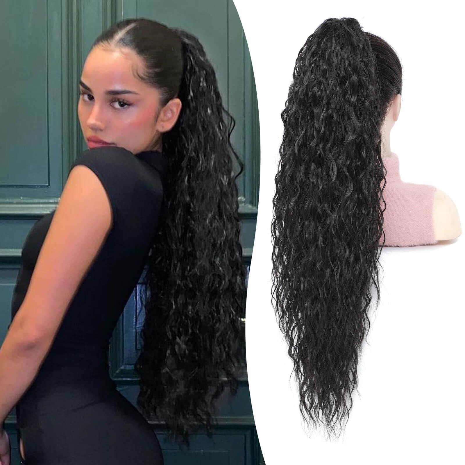 Flyroseing 30inch Ponytail Extension, Synthetic Hair Extensions Ponytail