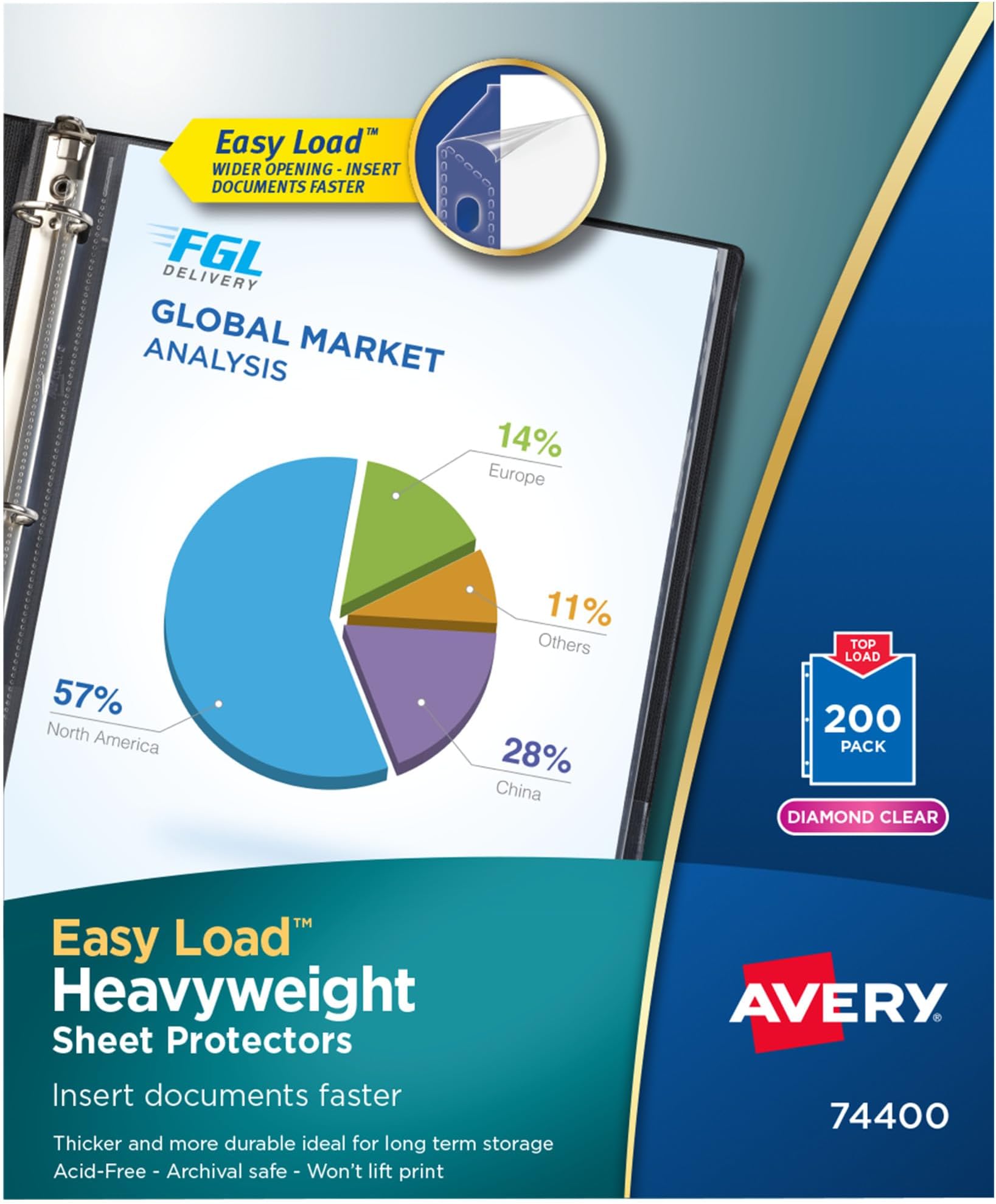 Diamond Clear Heavyweight Sheet Protectors, Easy Load, 200 Document Protectors (74400)