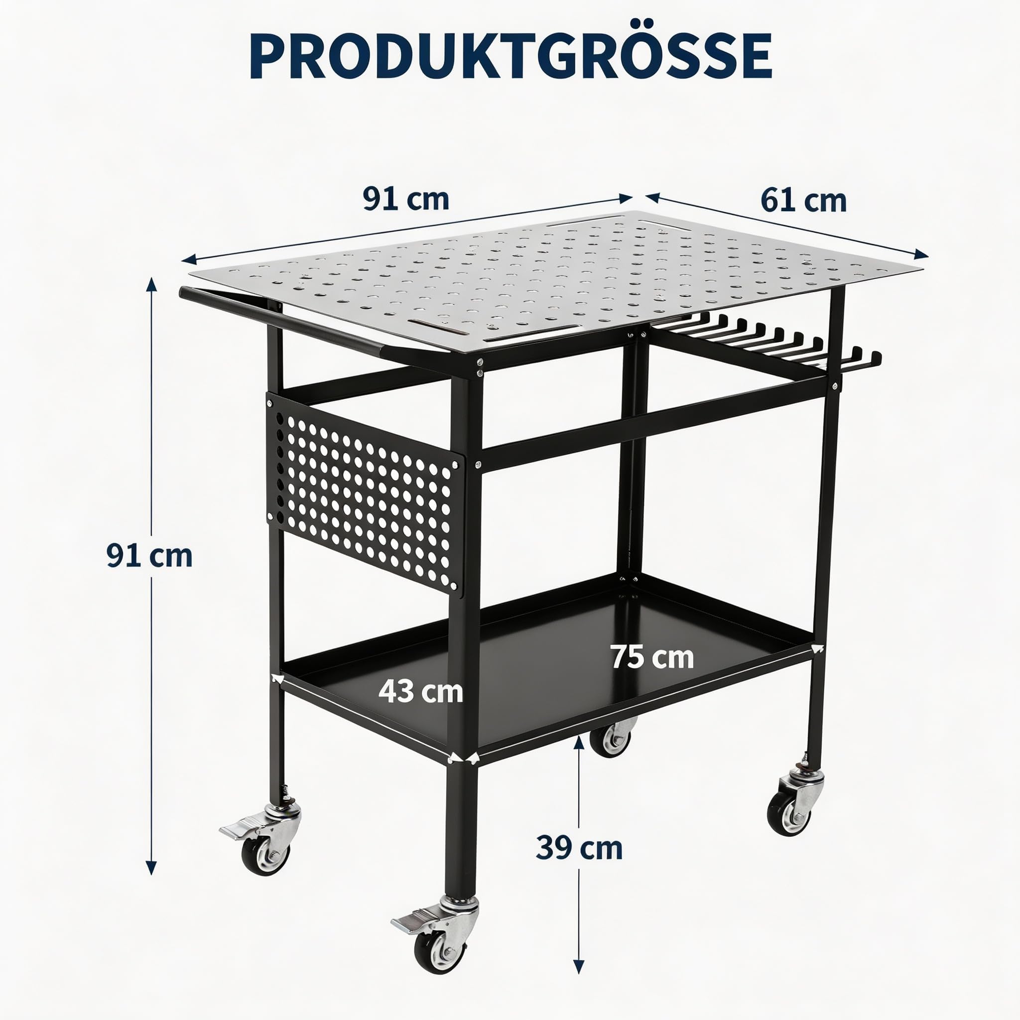 Schweißtisch 91x61 cm – Mobile Schwerlast-Werkbank 363 kg