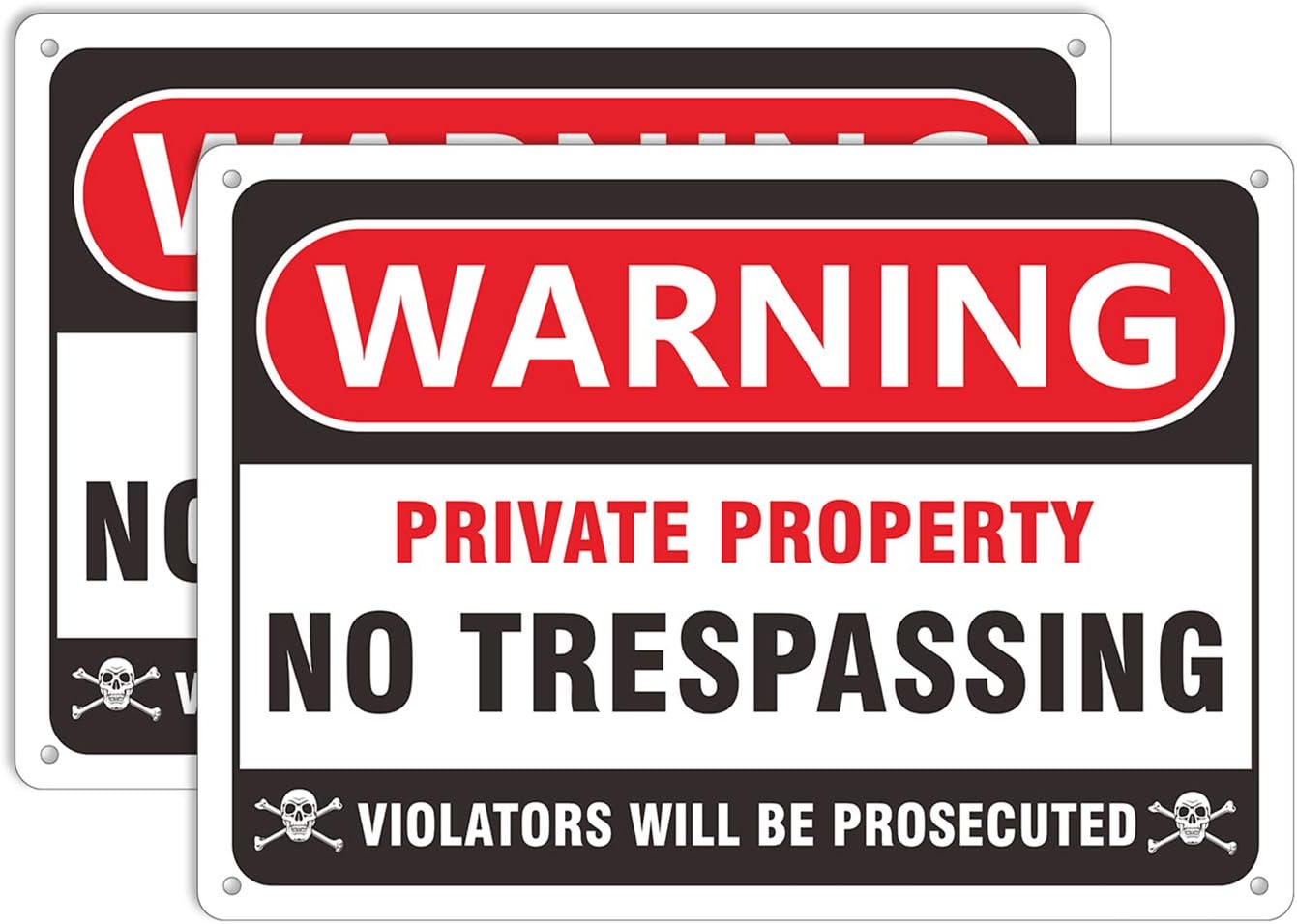 No Trespassing Signs Private Property, Keep Out Warning Metal Yard Signs, Aluminum Sign for Garden Outdoor Indoor Gates, Long Lasting Weather Resistant Ink (2 Pack)