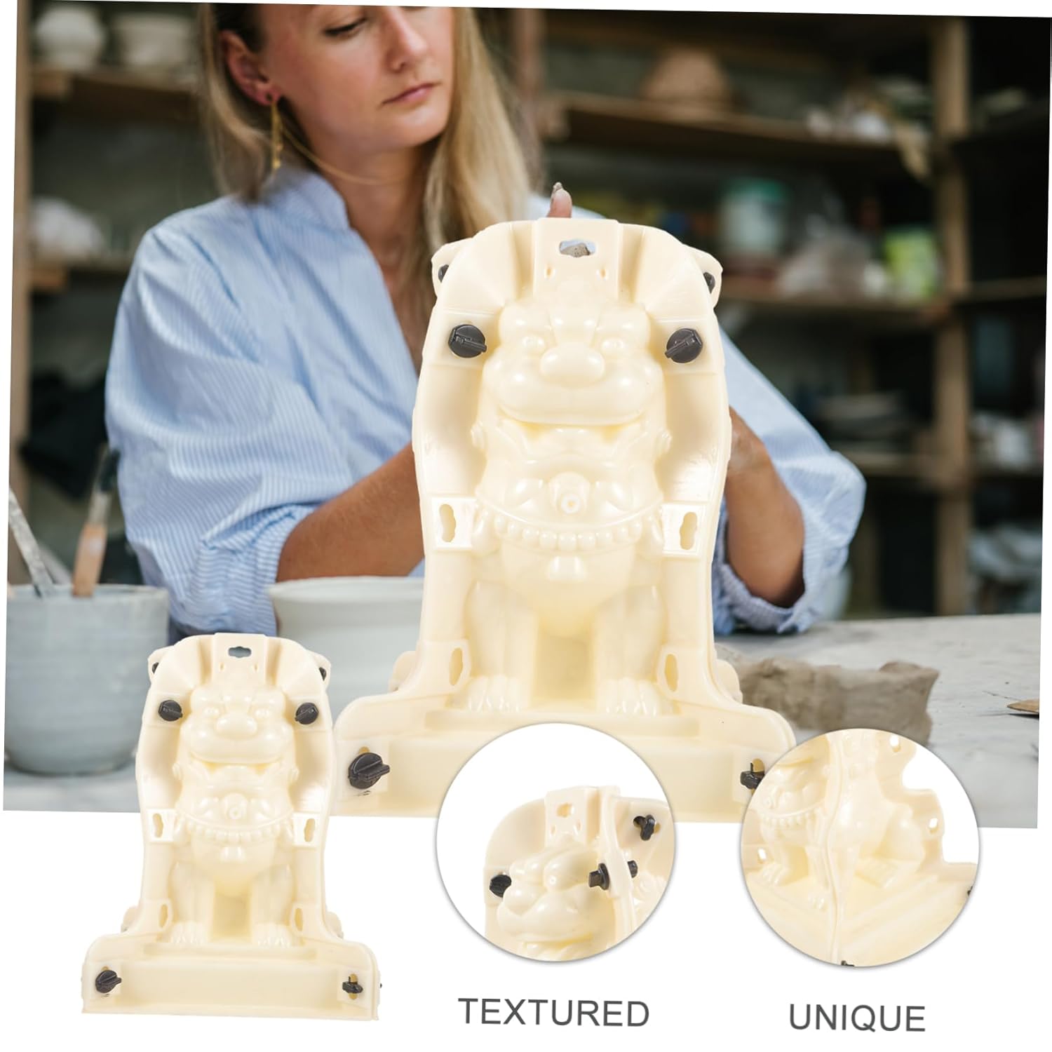 Roman Column Ball Mold Concrete Lion Mold Lightweight Plastic Balcony Fence Decoration DIY Outdoor Garden 12.20X8.66X8.66 Inch