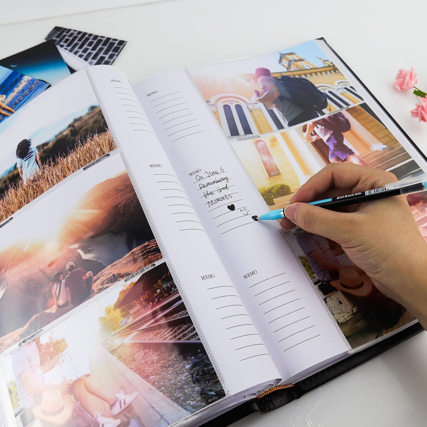 Vienrose Photo Album 4x6 300 Photos with Memo Area Leather Cover Large Capacity Slip-in Pictures Book for Wedding Baby Vacation, Brown - Image 7