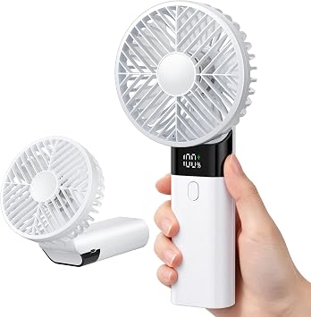 AJVV Handheld Fan Rechargeable, Portable Mini Fan, Up to 10H Runtime, 180 Foldable Personal Fan, USB Travel Fan with 3000mAh Battery for Pocket, Office, Bedroom, Camping