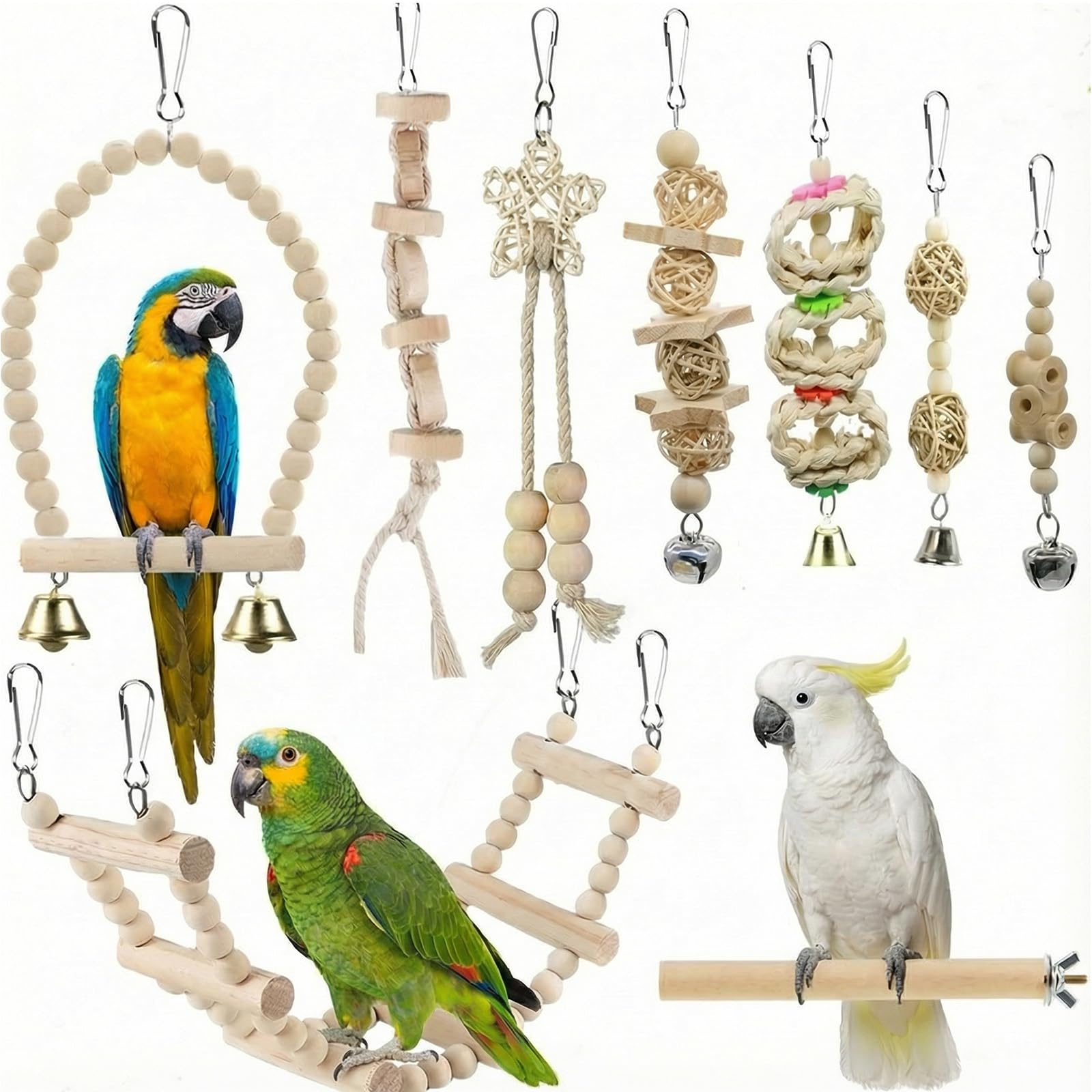 9 Pièces Jouets pour Oiseaux