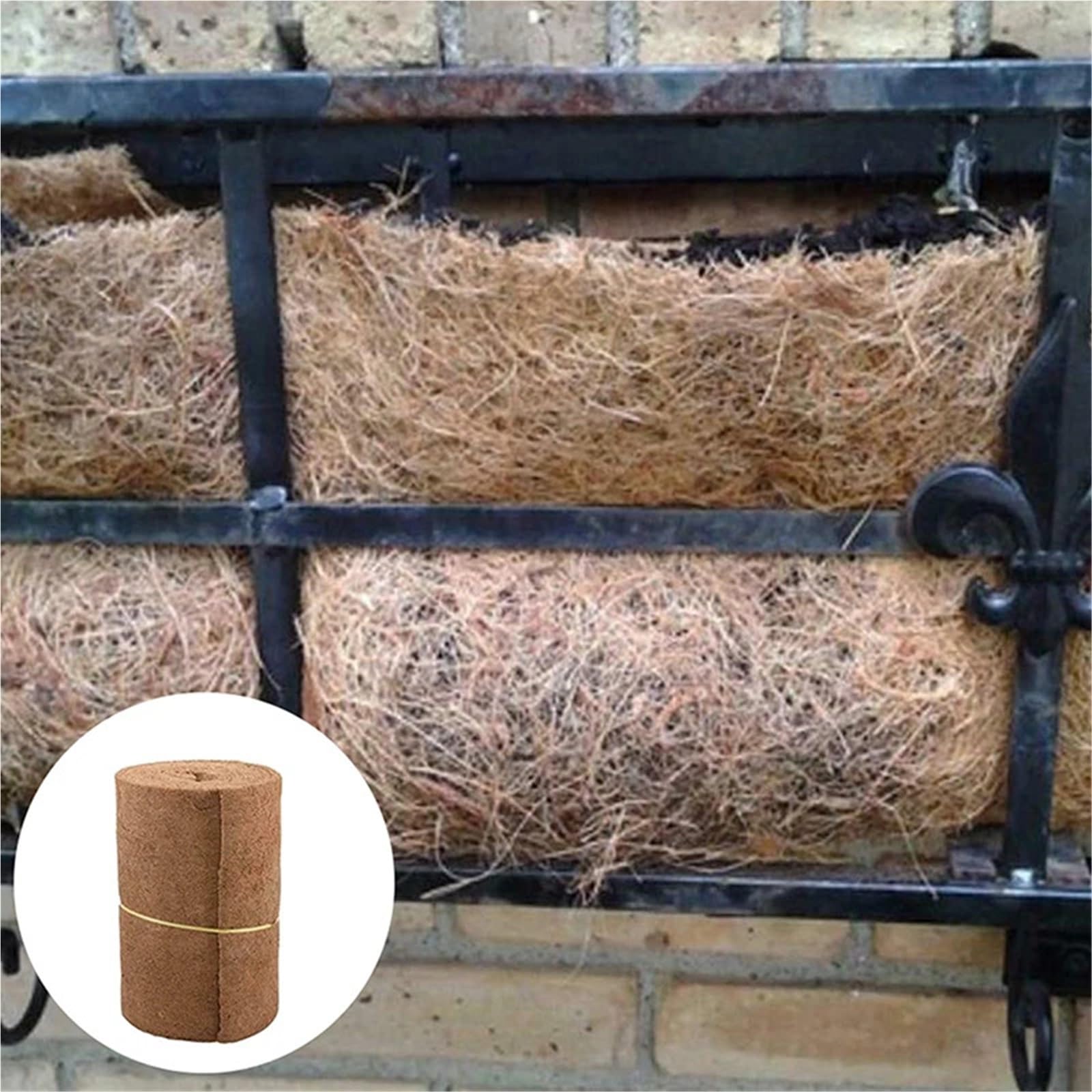 Rouleau de Doublure Coco Tapis en Fibre de Coco, Rouleau Fibres végétales, Tapis for Reptiles, Fournitures literie, Isolation, Panier for Pot Fleurs(100cmx30cm)