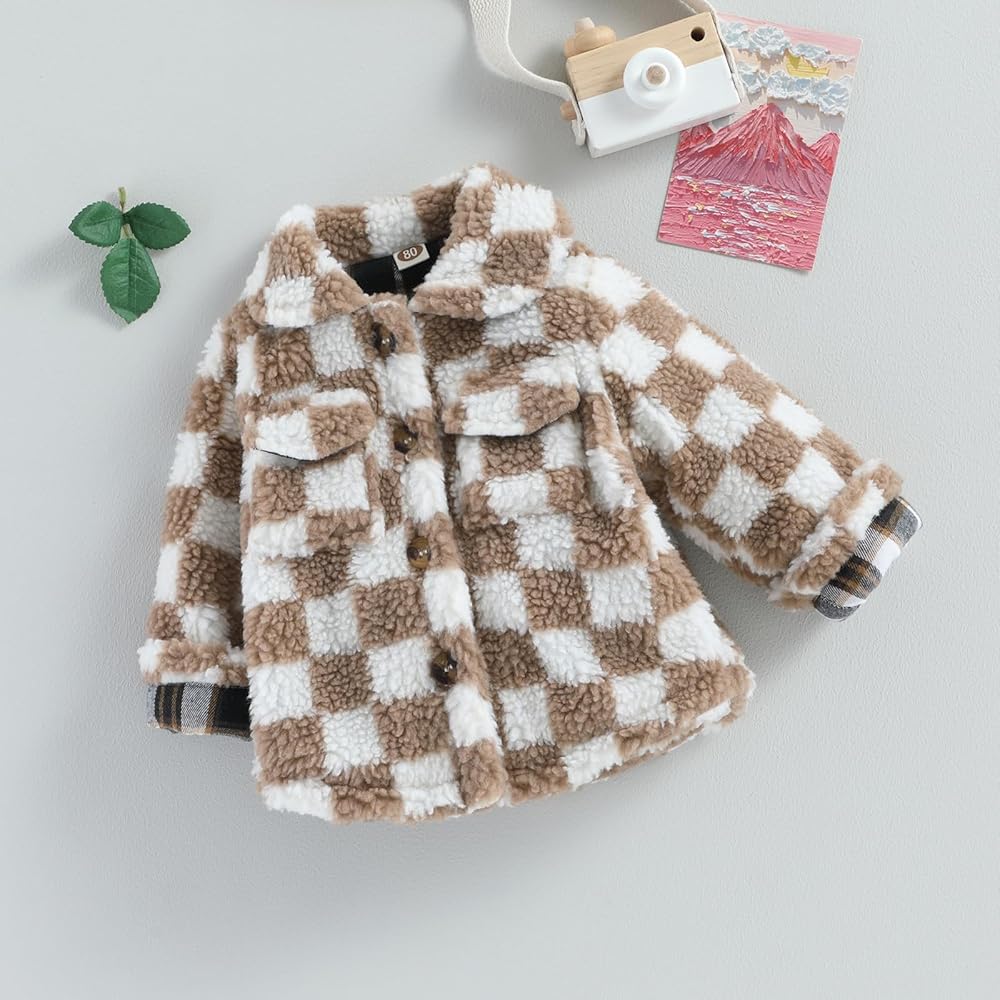 French poodle fur フードジャケット Amazon.com: Toddler Kids Fleece Jackets Checkerboard Button