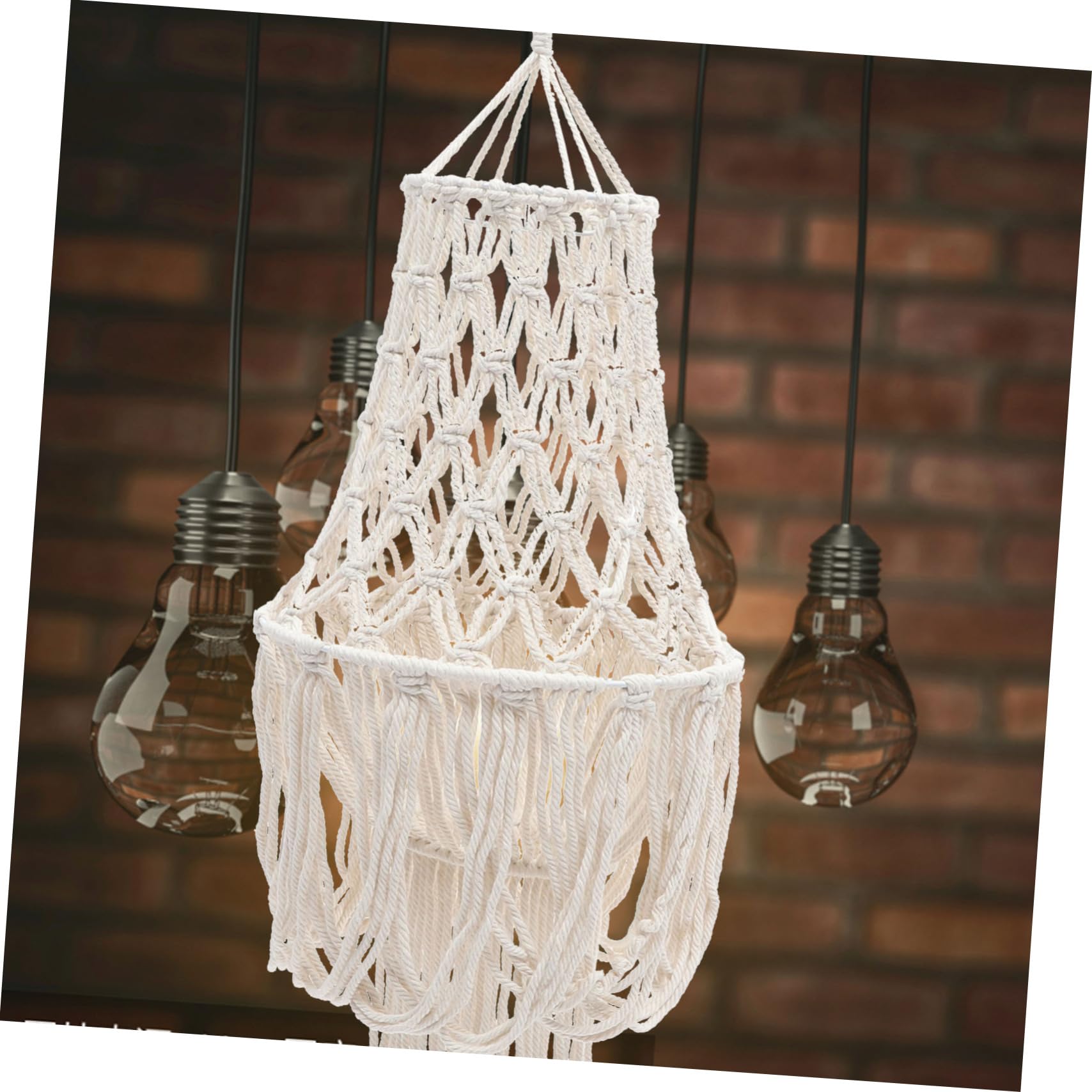 Abat-jour Tissé en Corde de Coton Beige pour Chambre