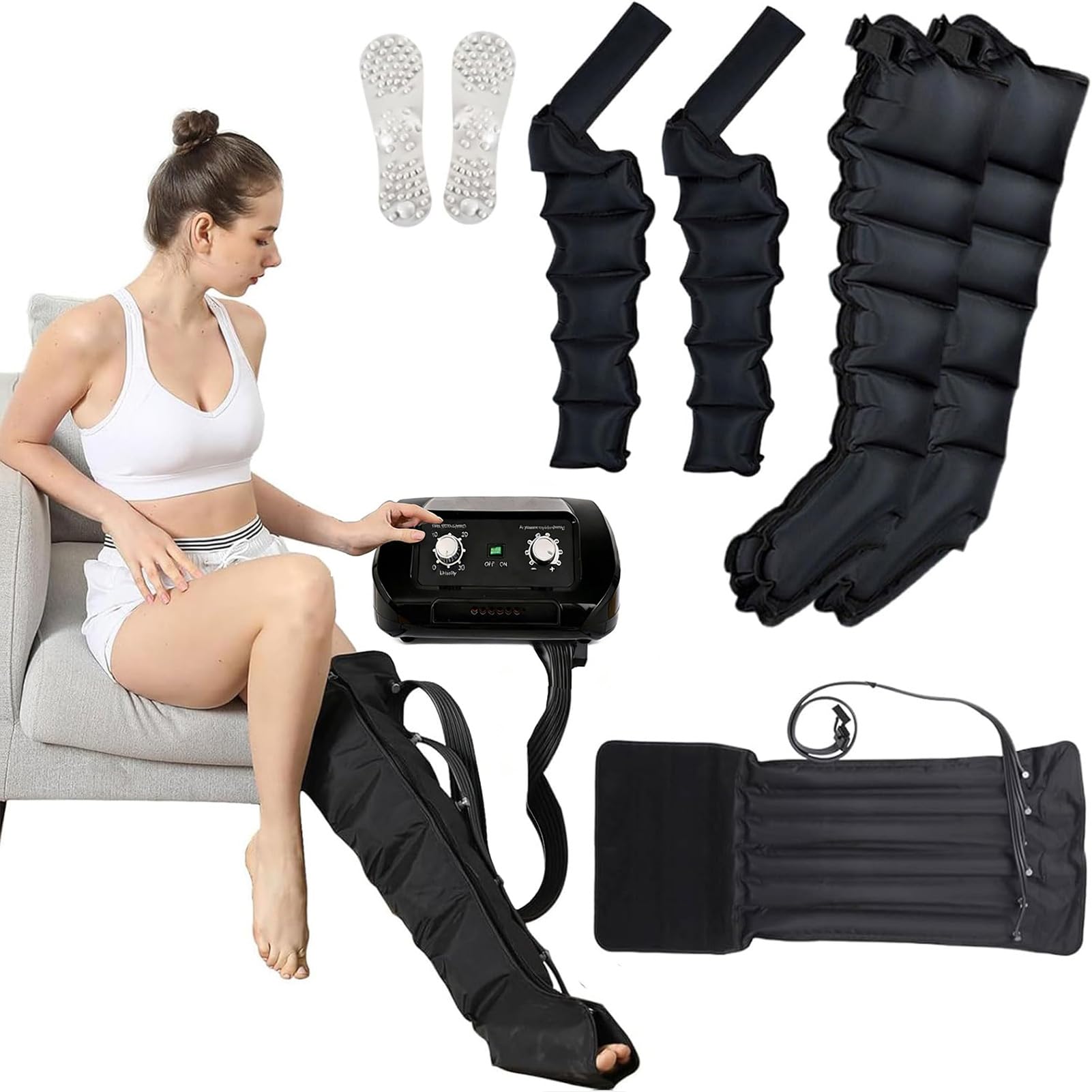 Pressoterapia per Casa per Gambe e Addome, Massaggiatore per Vita Braccia Gambe Caviglie, Linfodrenaggio, Professionale, Aiuta Ad Alleviare Il Dolore E Il Relax del Linfedema