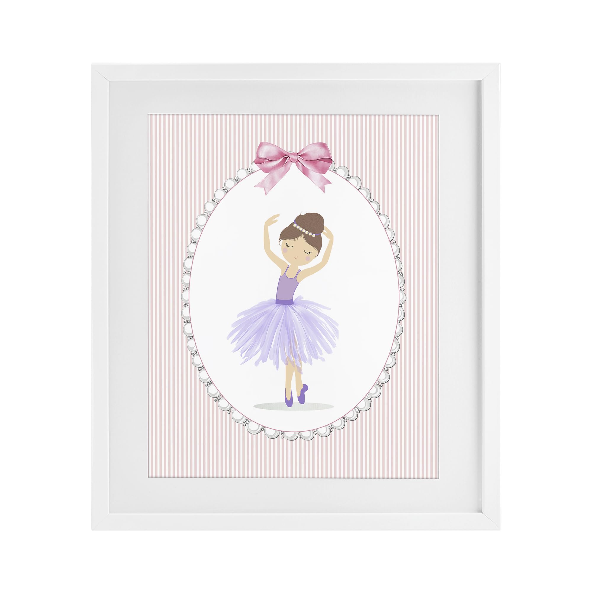 Stupell Industries Coastal White (Textured) 'Graceful Dance On Stripes'| Framed Print Under Glass