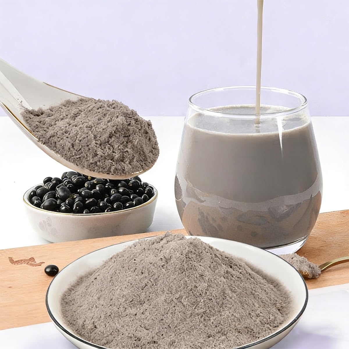 Poudre De Lait Soja Noir 750g–Mélange Instantané,Grain Entier Pur, Sans Sucre Ajouté,30 Sachets Individuels Pour Petit-déjeuner Ou Collation
