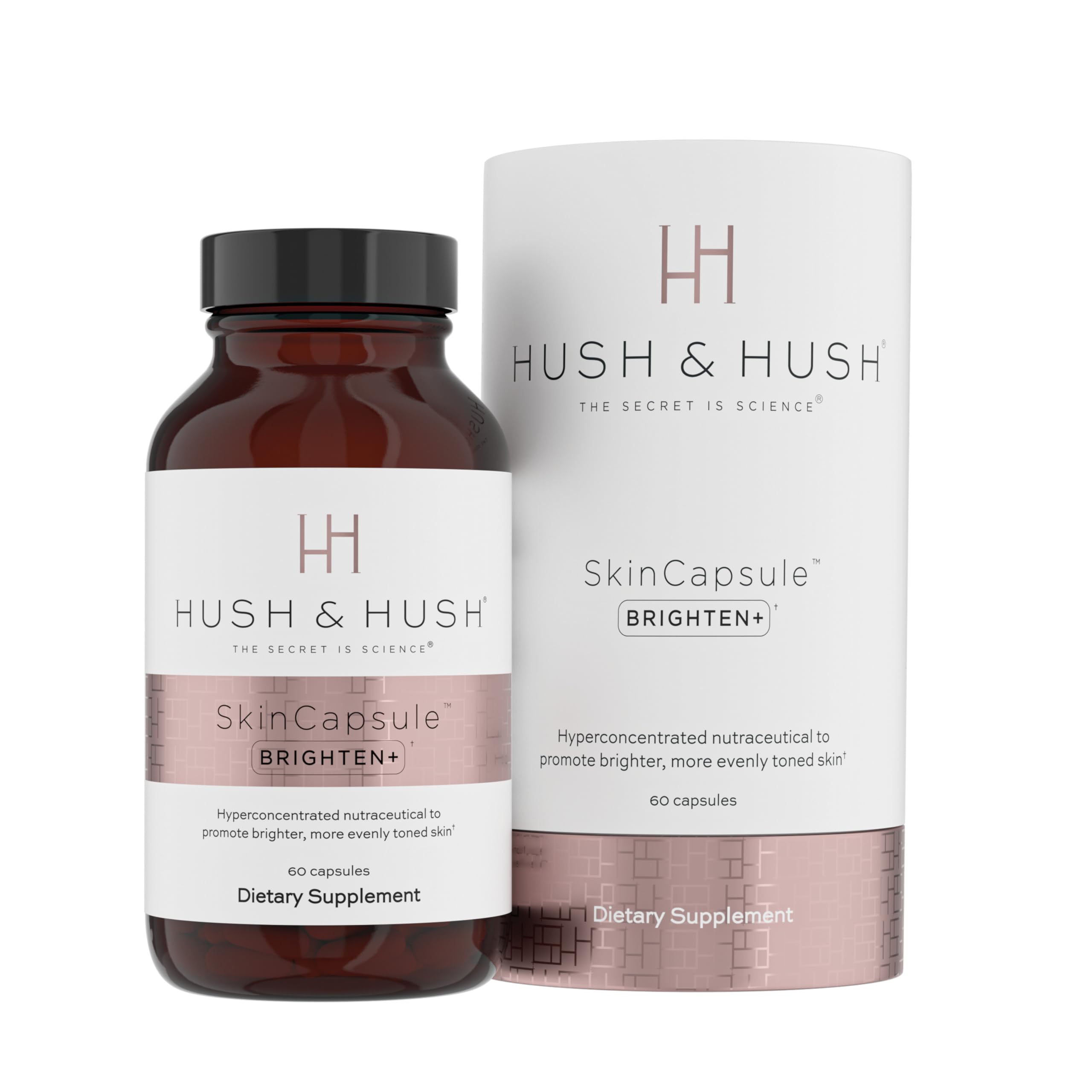 Hush & Hush Vitamin C Supplement for Skin Brightening – Clinically Proven, Antioxidant-Rich Formula to Reduce Dark Spots, Discoloration & Blue Light Damage – Vegan, Non-GMO, Gluten-Free – 60 Capsules