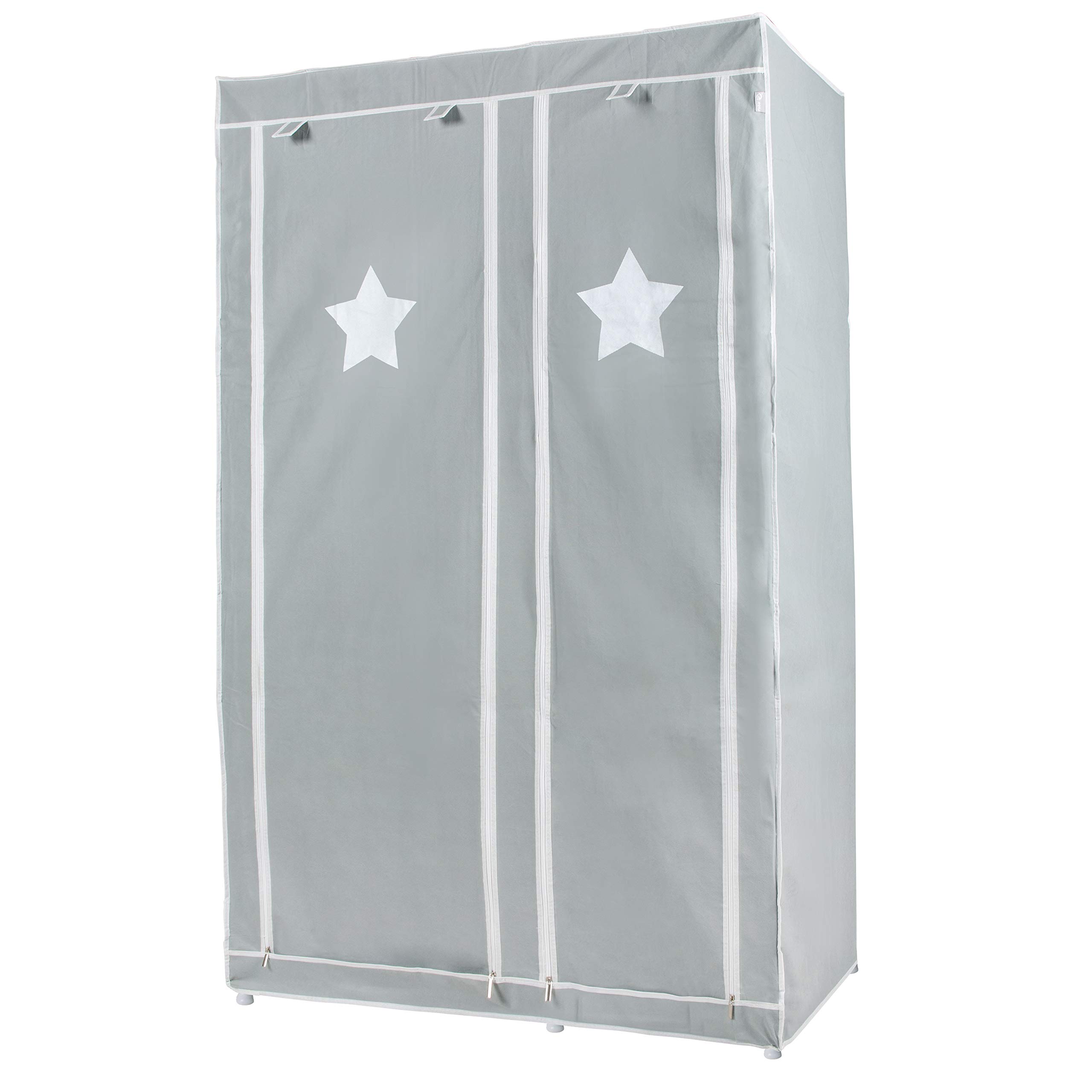 roba Armadio in Tessuto Little Stars 175 x 110 x 45 cm 6 Scomparti Grigio