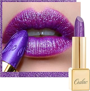 Oulac Lápiz labial morado para mujer con bril...