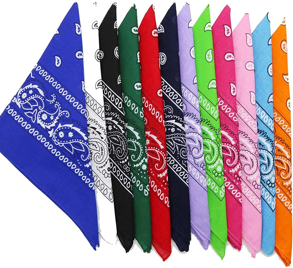 Soft Breathable Cotton Head Wrap, Scarf, Headband, Mask, Paisley Print Unisex Bandana - Pack of 12-image-37