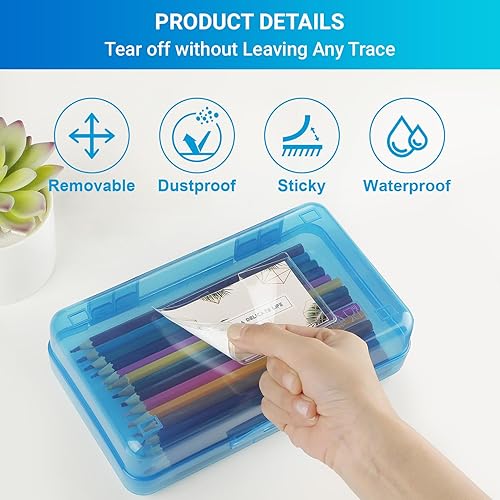 Miniatura 3 de MaxGear 2x3.5 Index Card Pockets, 54 Pack Self Adhesive Library Card Pocket with Top Open Loading, Plastic Label Holders for Storage Bin, Clear