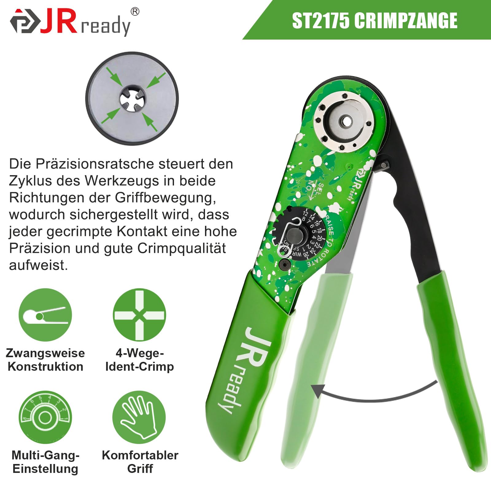 JRready ST2175 NEW-ASF1G Crimpare #12#16#20 Dimensione chiusa con UF2-5 Posizionatore regolabile per connettori pesanti Connettore MIL ecc Connettore elettrico