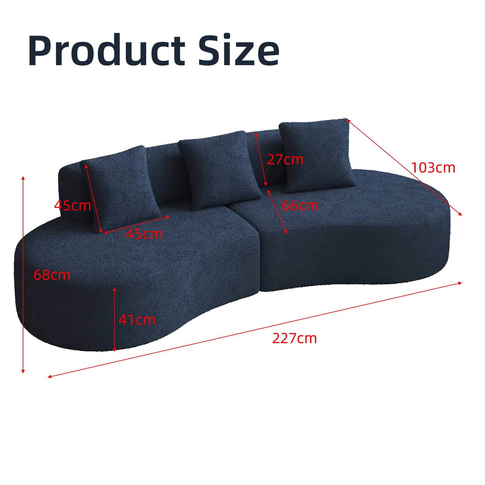 Sofá esquinero modular curvo moderno con función de dormir, sofá de 5 plazas, sofá tapizado, sofá sin caché con almohadas para salón, apartamento, decoración del hogar, fácil montaje