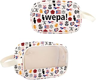 JXGZSO Puerto Rican Flag Cosmetic Bag Wepa Makeup Zipper Bag Puerto Rican Sayings Merch Latina Gift Spanish Gift Puertorican Gift (wepa MB)
