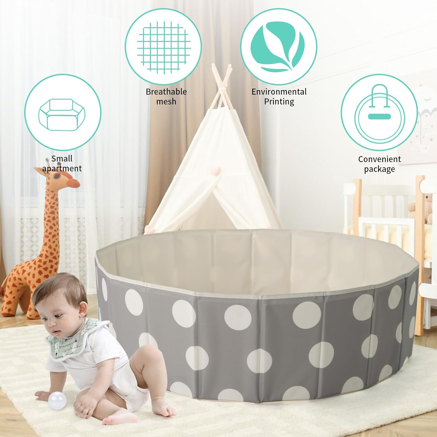 STARBOLO Ball Pits with 120pcs Balls, Mixed Colors, 2 Shapes