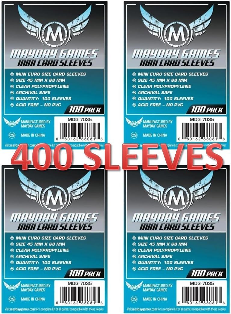 MayDay Games Mini Euro Card Sleeve 45 MM X 68 MM (4x100 Pack, 400 Sleeves)