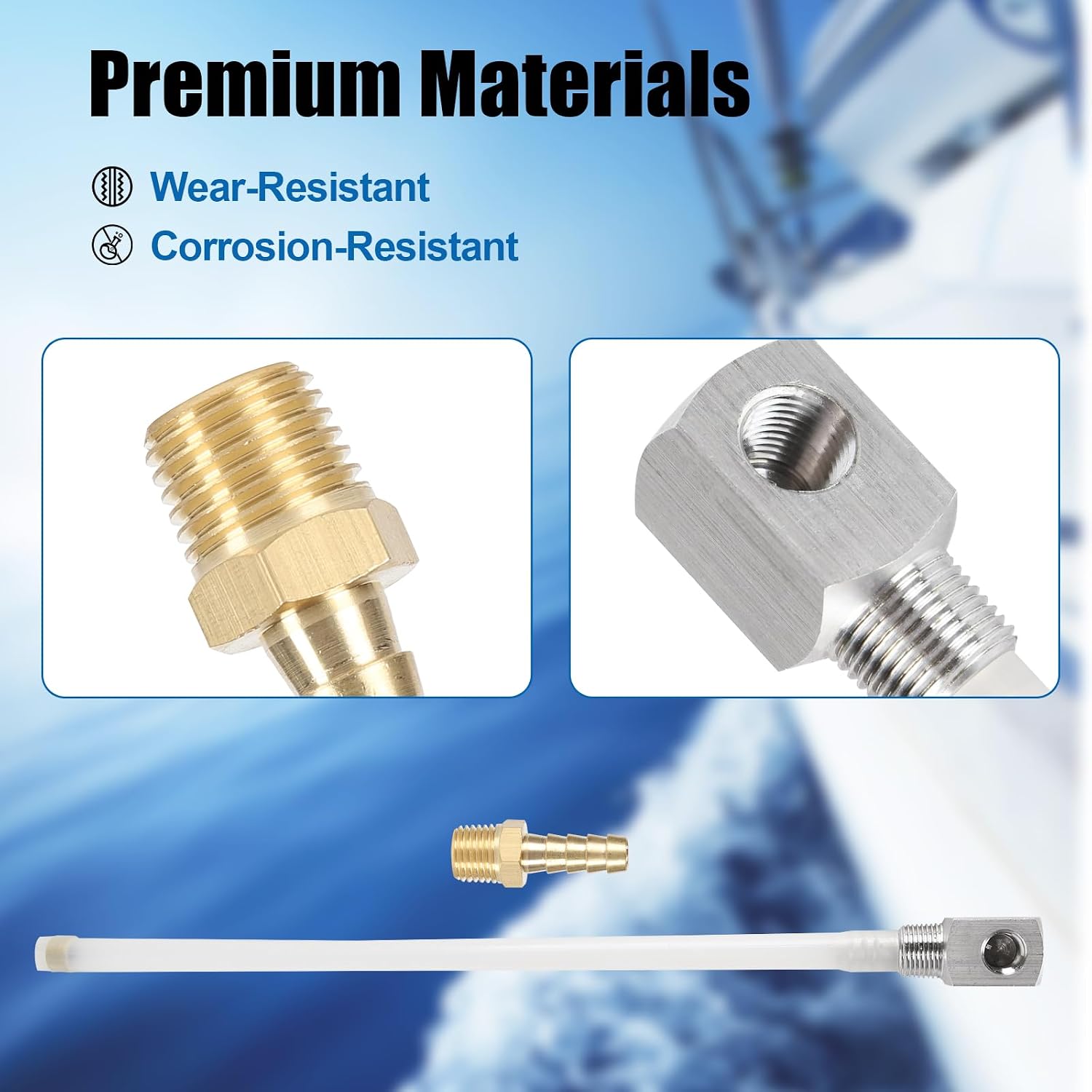 12" Fuel Withdrawal Depth Standard Universal Boat Gas Tank Tube, Part 7-0948 with Strainer, Polyethylene Fuel Withdrawal Tube with Brass Barb Connector