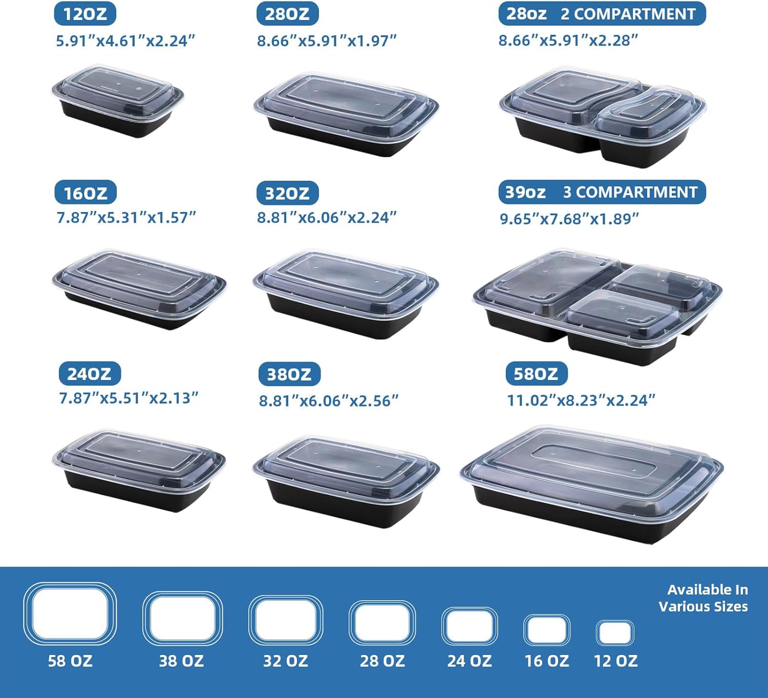 Meal Prep Containers, 150 Pack 32oz Disposable Take Out Food Storage Containers with Lids, Bulk Reusable Plastic To Go Lunch Boxes for Restaurant, BPA Free, Microwave/Dishwasher/Freezer Safe