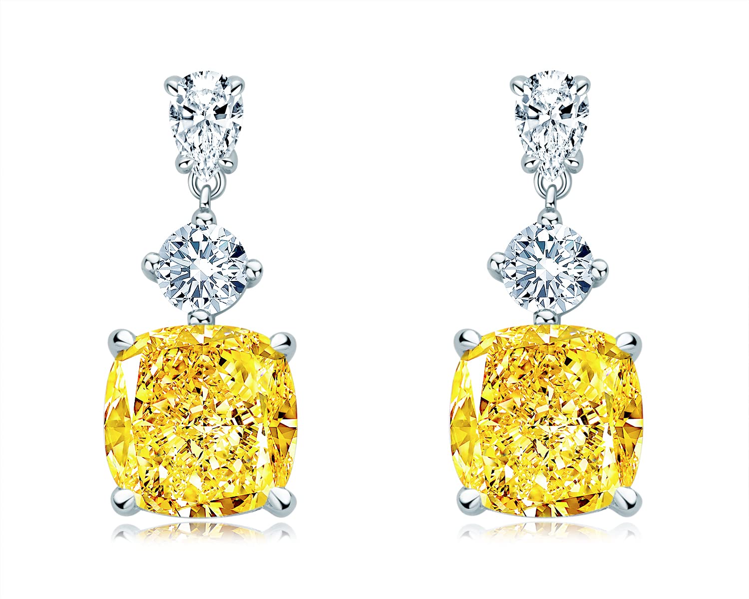 AINUOSHI Large Dangle Earrings for Women, Lab Simulated Diamond, Cushion/Oval/Heart/Cut Drop Dangle, 925 Sterling Silver, Hypoallergenic, Birthday