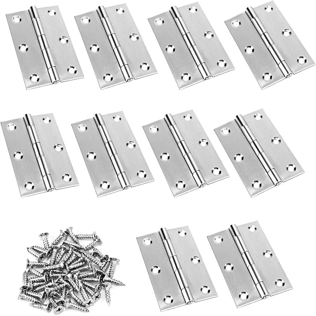 10 Pcs 75mm(3 inch) Inner Door Butt Stainless Steel Hinge, It is Suitable for Door, Room Door, Bathroom Door, Piano, Kitchen Cabinet, case, Window and Other Hinge Scenes, Door Hinges, Hinges Outdoor