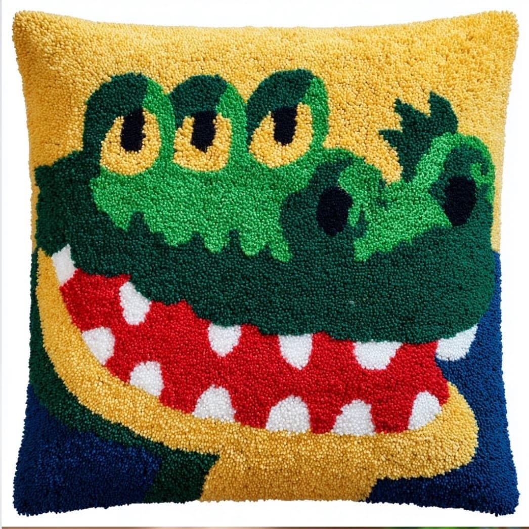 Axiangzik D Latch Hook Pillow Kit Crocodile 43X43cm