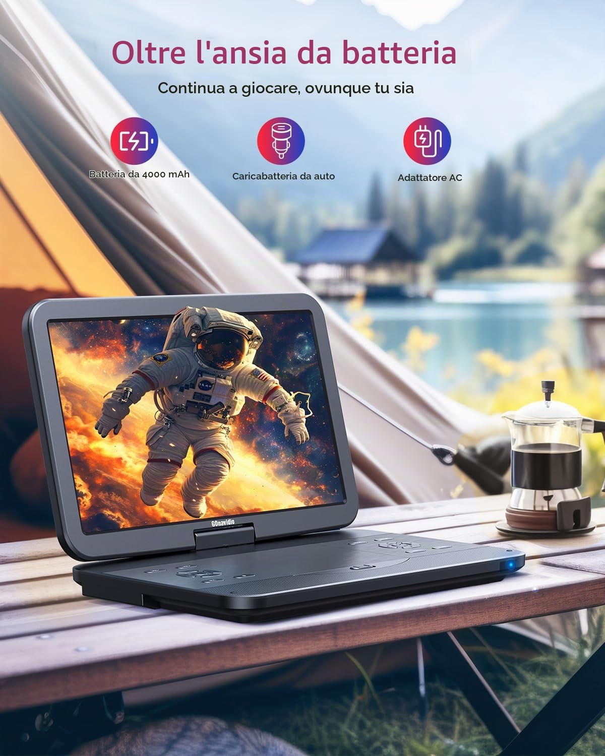 Lettore DVD Blu-ray portatile 17,6 pollici, schermo 15,4 pollici, HDMI, sincronizzazione, 5 ore, MP4 MKV 1080P, surround, USB SD