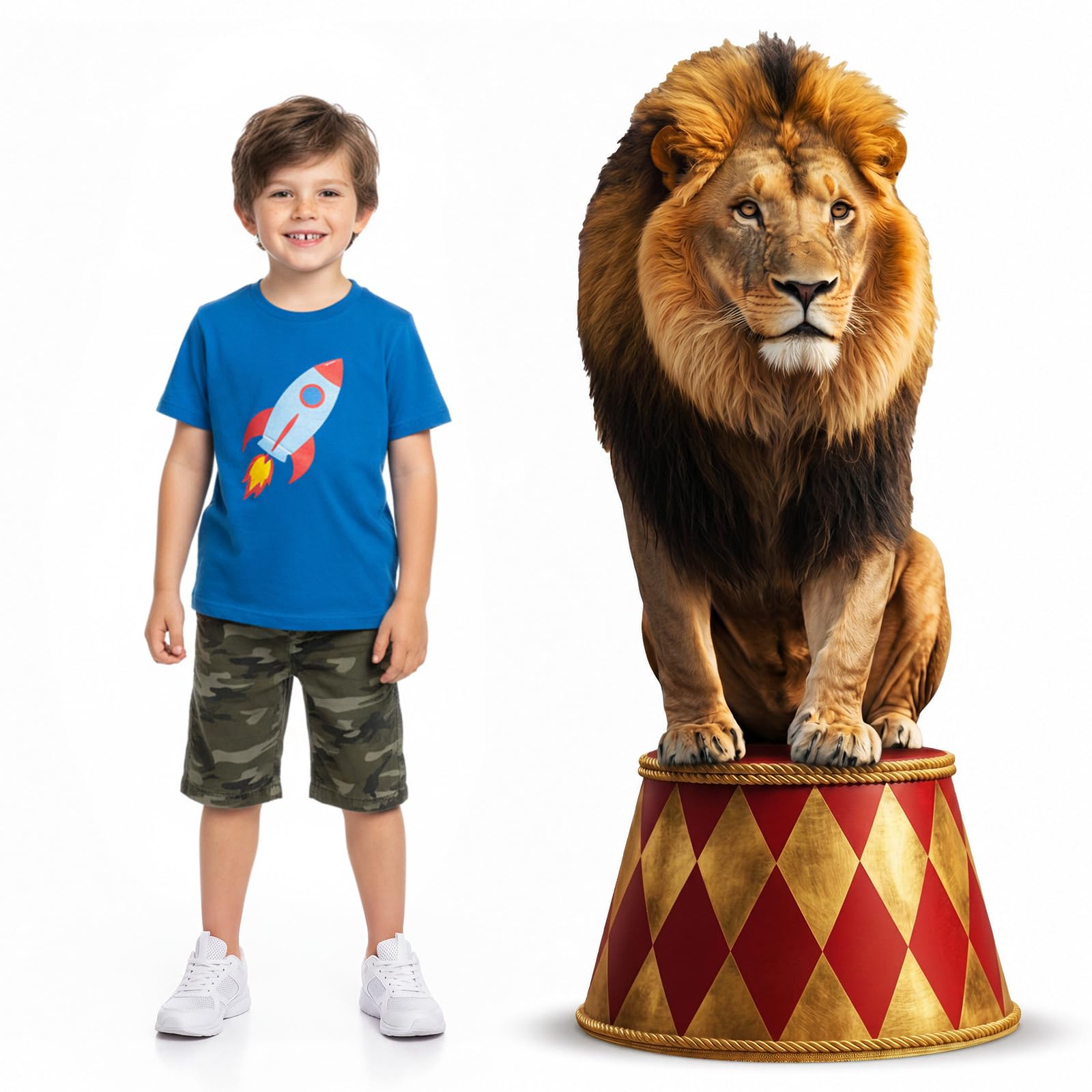 Qunclay 4ft Circus Lion Cardboard Cutout Carnival Party Decoration Life Size Lion Photo Booth Prop Stand up Display Backdrop Decor for Carnival Birthday Party Supplies