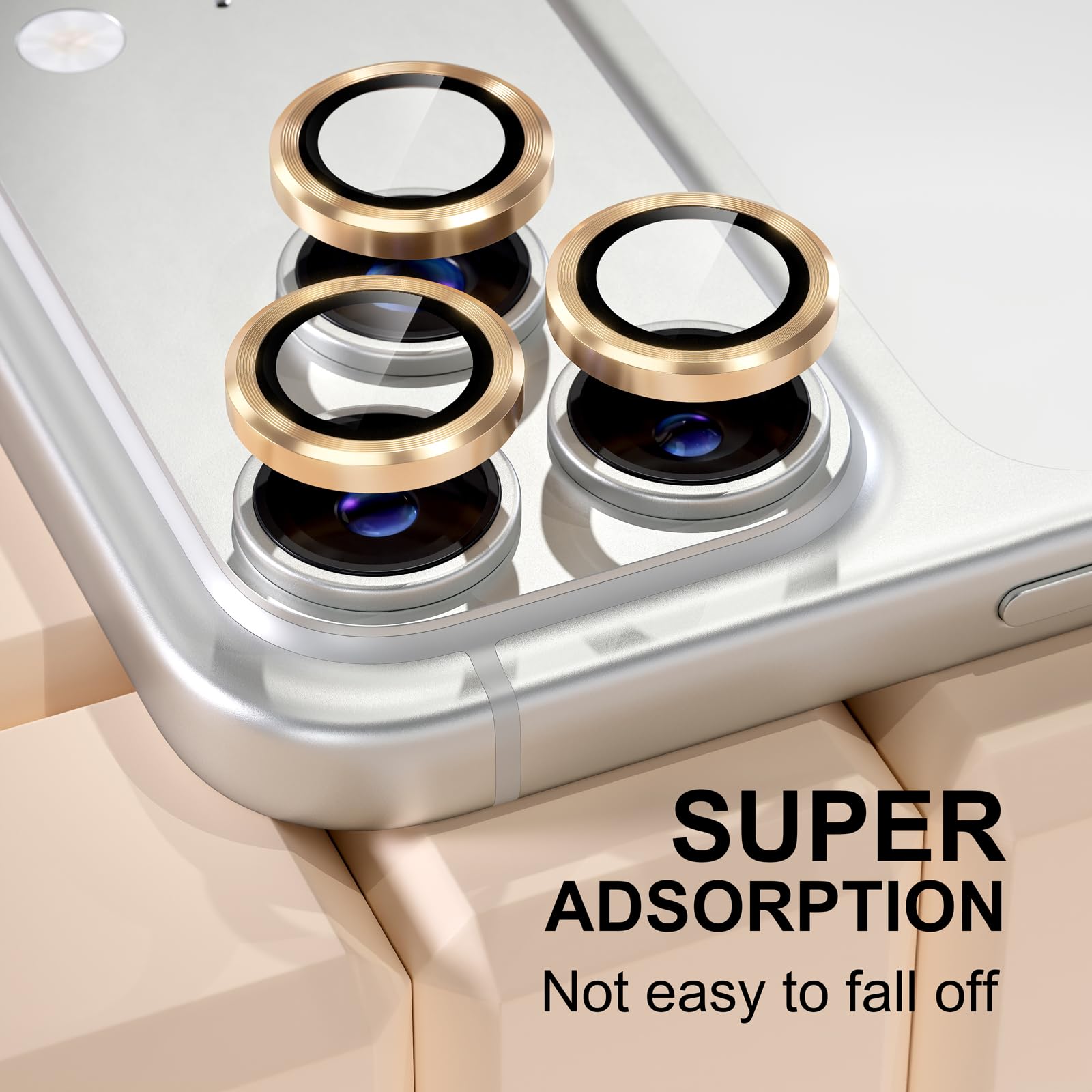 Misea Protector de lente de cámara compatible con iPhone 17 Pro/iPhone 17 Pro Max, protector de pantalla de vidrio templado Ultra-HD, protector de pantalla de anillo individual de metal, accesorios de