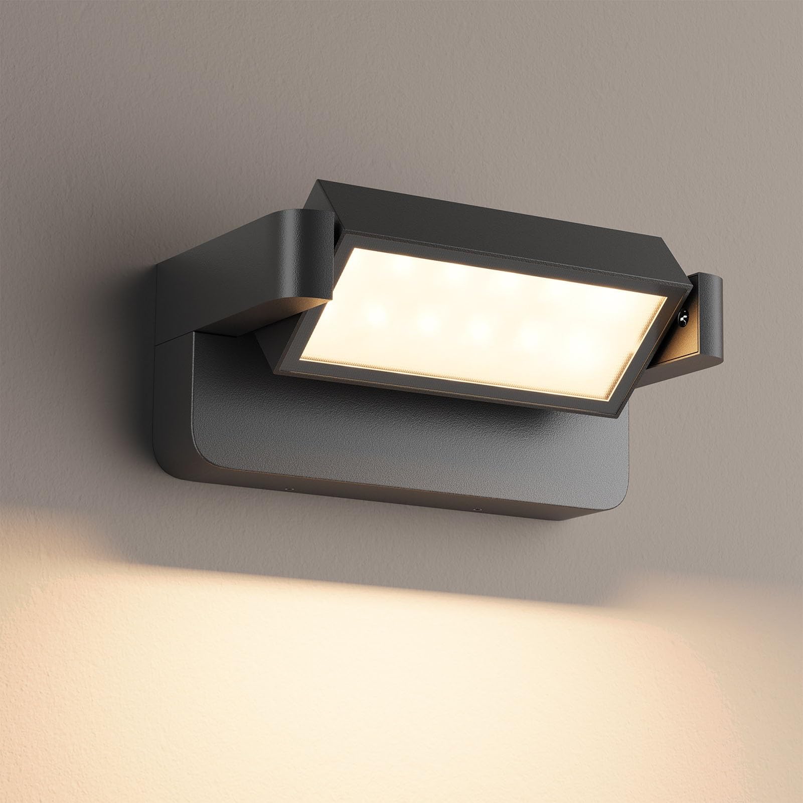 Lampa ścienna LED 24 W, do użytku na zewnątrz, wodoszczelna IP65, lampa werandowa z jasnym, regulowanym i obrotowym o 350 stopni reflektorem do ogrodu, garażu i na podwórko – przyłącze sieciowe