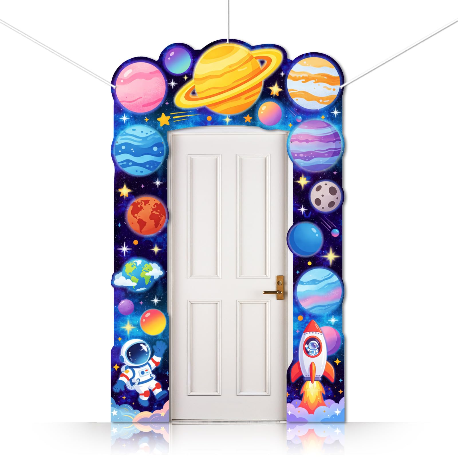 CUTHOLLOW 3Pcs Universe Planet Themed Decorations Porch Sign Banner