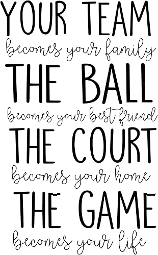 Calcomanía de pared de vinilo con cita temática deportiva, tu equipo se convierte en tu familia, calcomanía decorativa para dormitorio, sala de