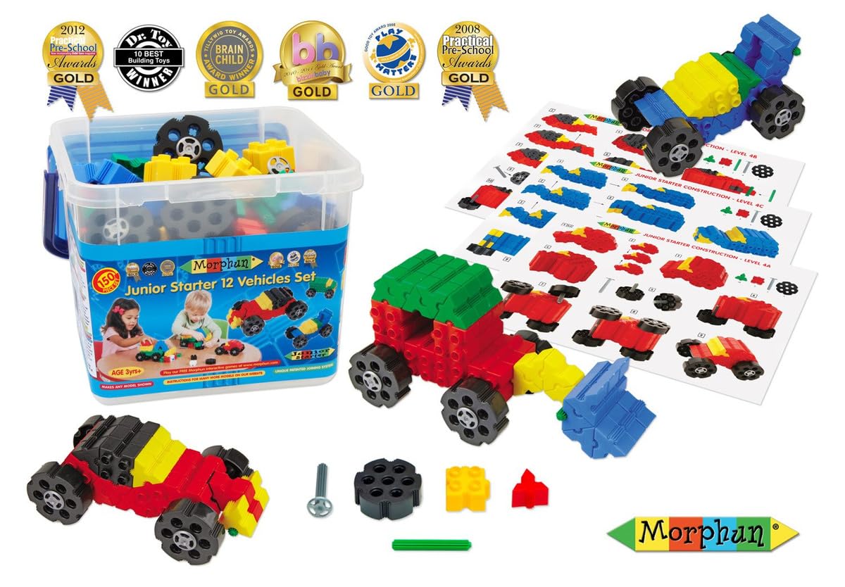 Morphun 12 vehículos 150 piezas juego de construcción bloques de construcción vehículo kit de construcción para niños