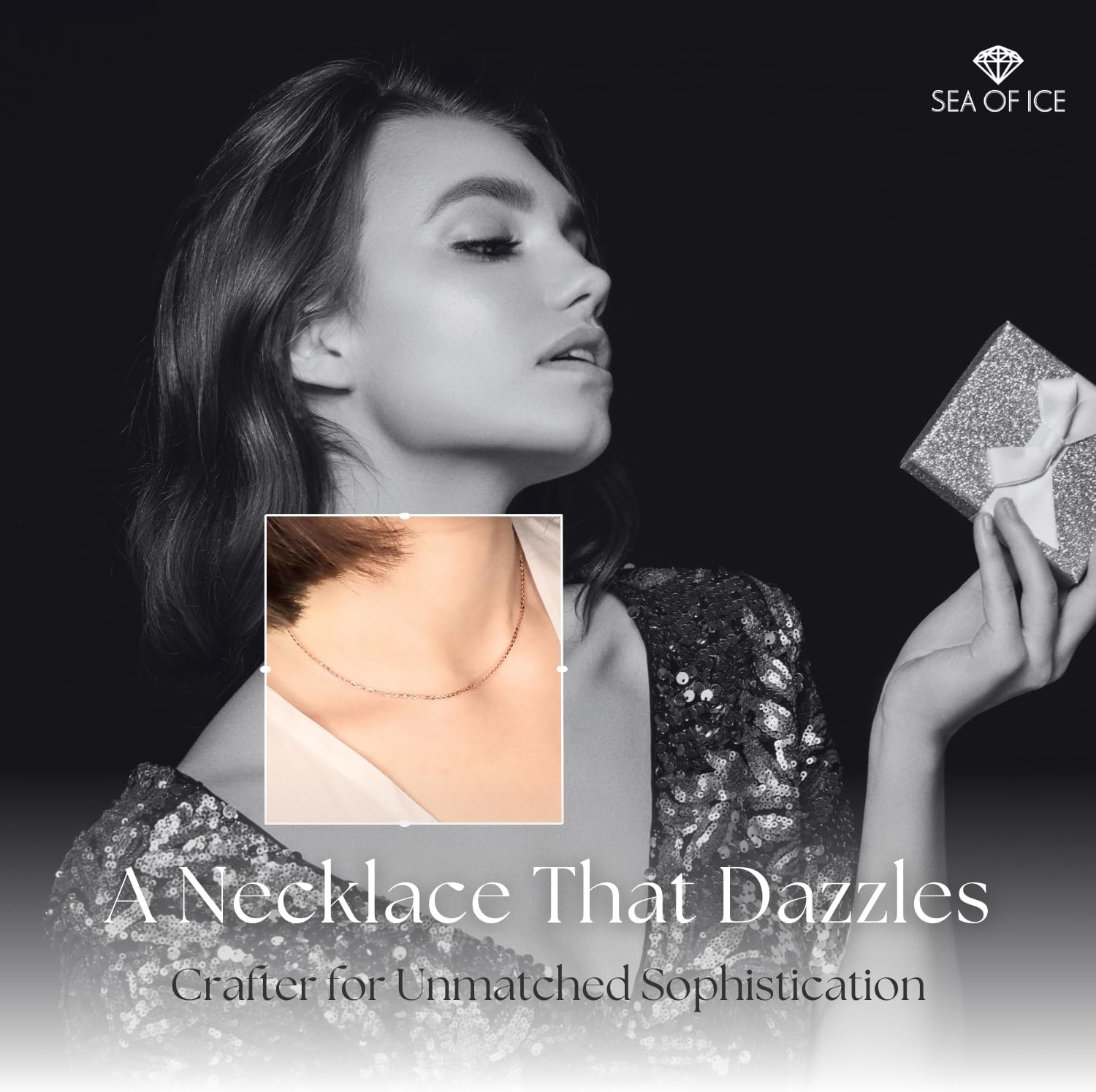 SEA OF ICE Sparkle Paillette Italian Chain Necklace –Silver Chain Necklace for Women and Men – 925 Sterling Silver ring Clasp Jewelry Chain – Multisize Silver Chain Unisex - Image 4