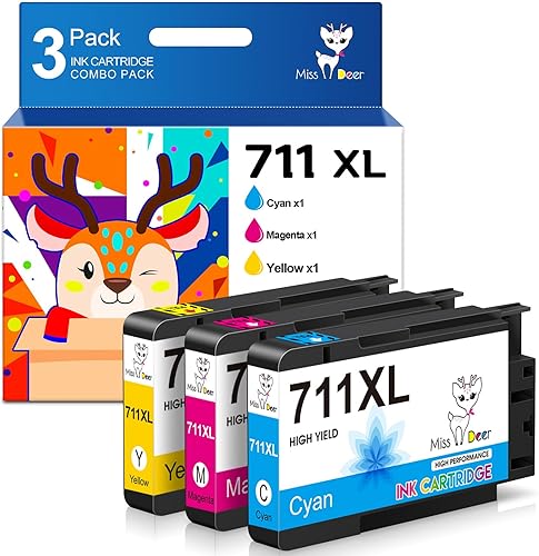 Miss Deer Cartuchos de tinta 712XL remanufacturados de repuesto para HP 712 712XL, trabajo para HP para impresoras de trazador DesignJet T630 T650