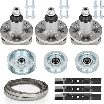 48 Inch Deck Rebuild Kit GY20050 Spindle Assembly for John Deere L120 L130, Replaces 3 Spindles GY20785, 3 Idlers GY22172 GY22082, 3 Blades GX20250 GY20568, 1 Belt GX20305 GY20571