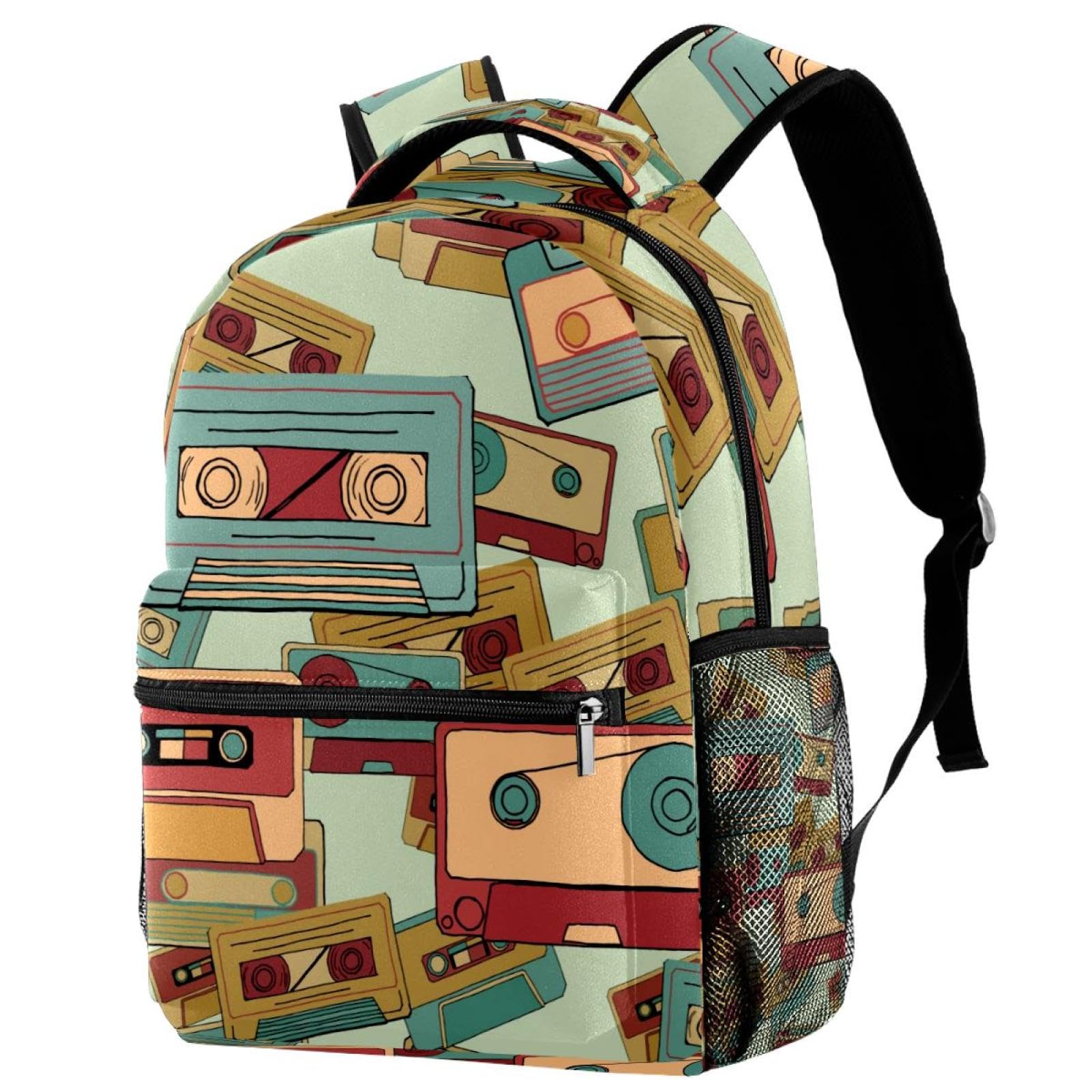 Sac à dos d'école multicolore rétro 40cm pour adolescents