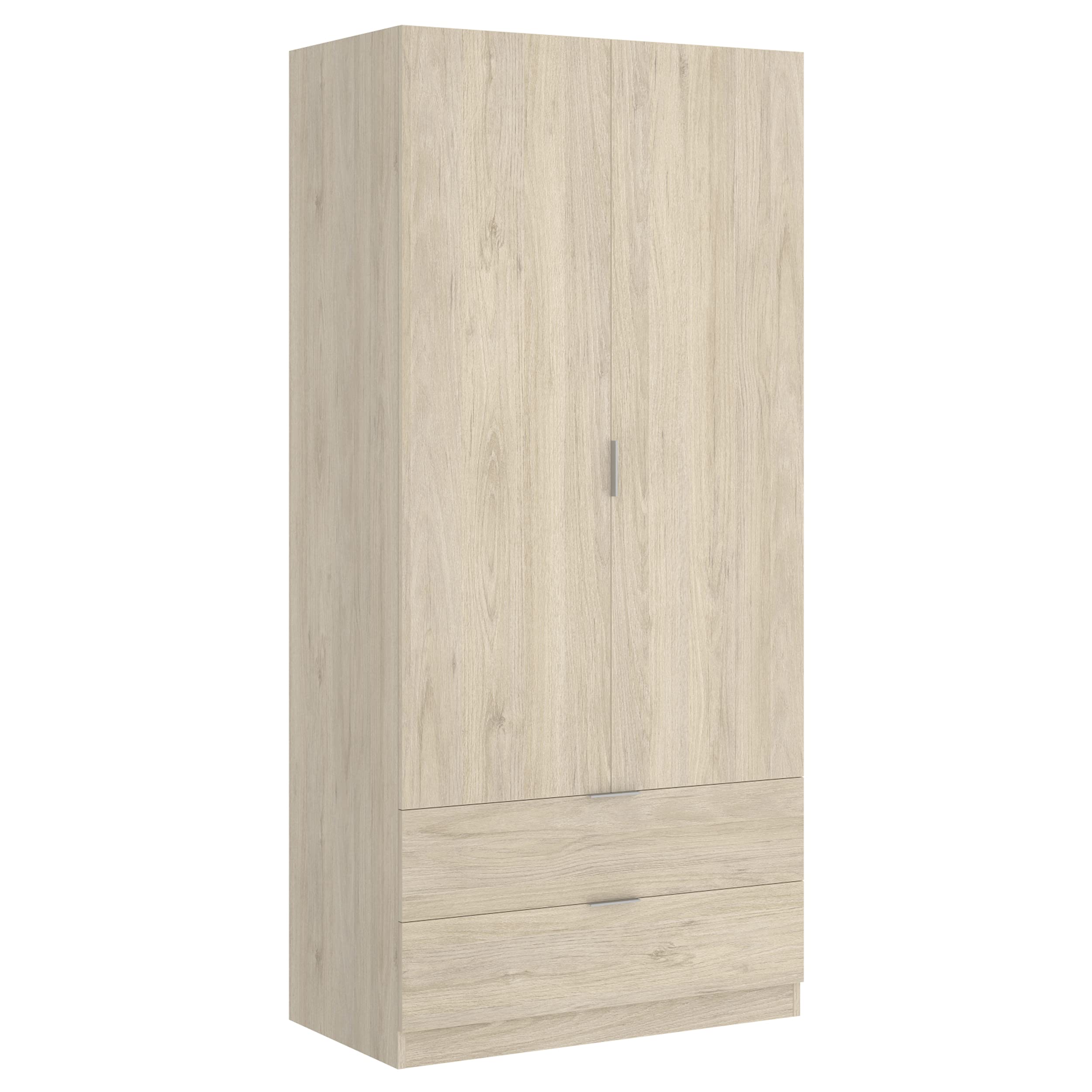 Armario ropero 2 puertas de madera natural DEKIT con cajones