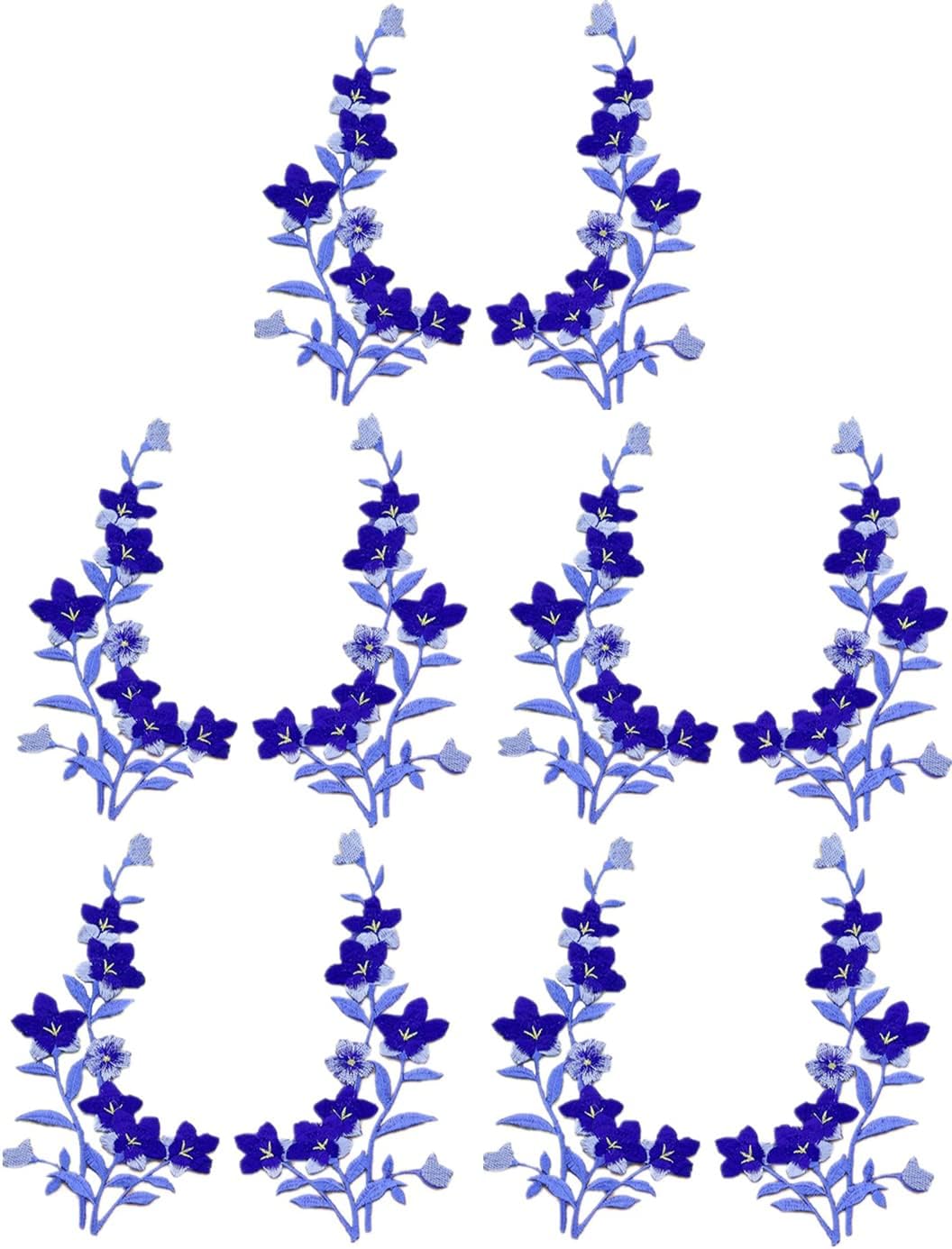 5 Pairs 5x10inch Large Iron on Patches Flowers Embroidered Decorative Appliques for Clothing Shoes Jeans Shirts Hats DIY Sewing Crafts (Royal Blue)