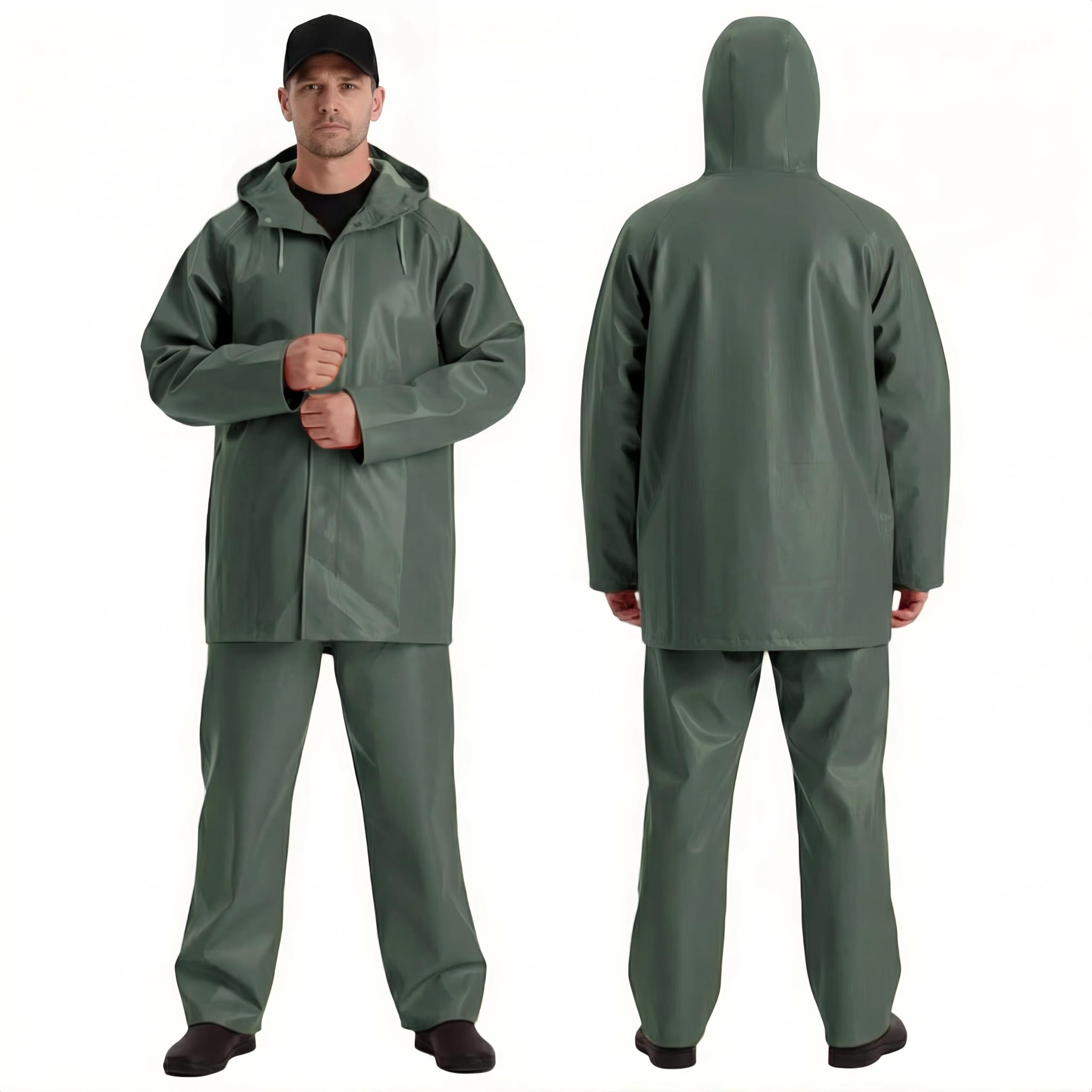 Traje de lluvia de pesca comercial para hombre: 0.70 mm, resistente al agua, chaqueta y pantalones con peto, Brigg 44 de grado industrial