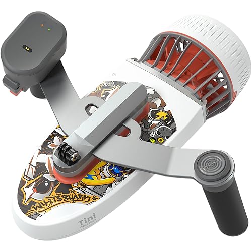 Tini Underwater Scooter 15.43lb 3.13 mph 40 Minutes 2 Gear Speed Switch 131ft Waterproof Swimming Pool Diving Snorkeling Water Scooter for Kids Adults (Tini White)