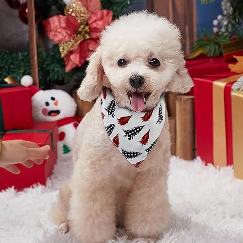 Miniatura 3 de Paquete de 2 bandanas de Navidad para perros, árboles de Navidad rojos+bufandas de perro con patas de nieve para niños y niñas, bufandas para