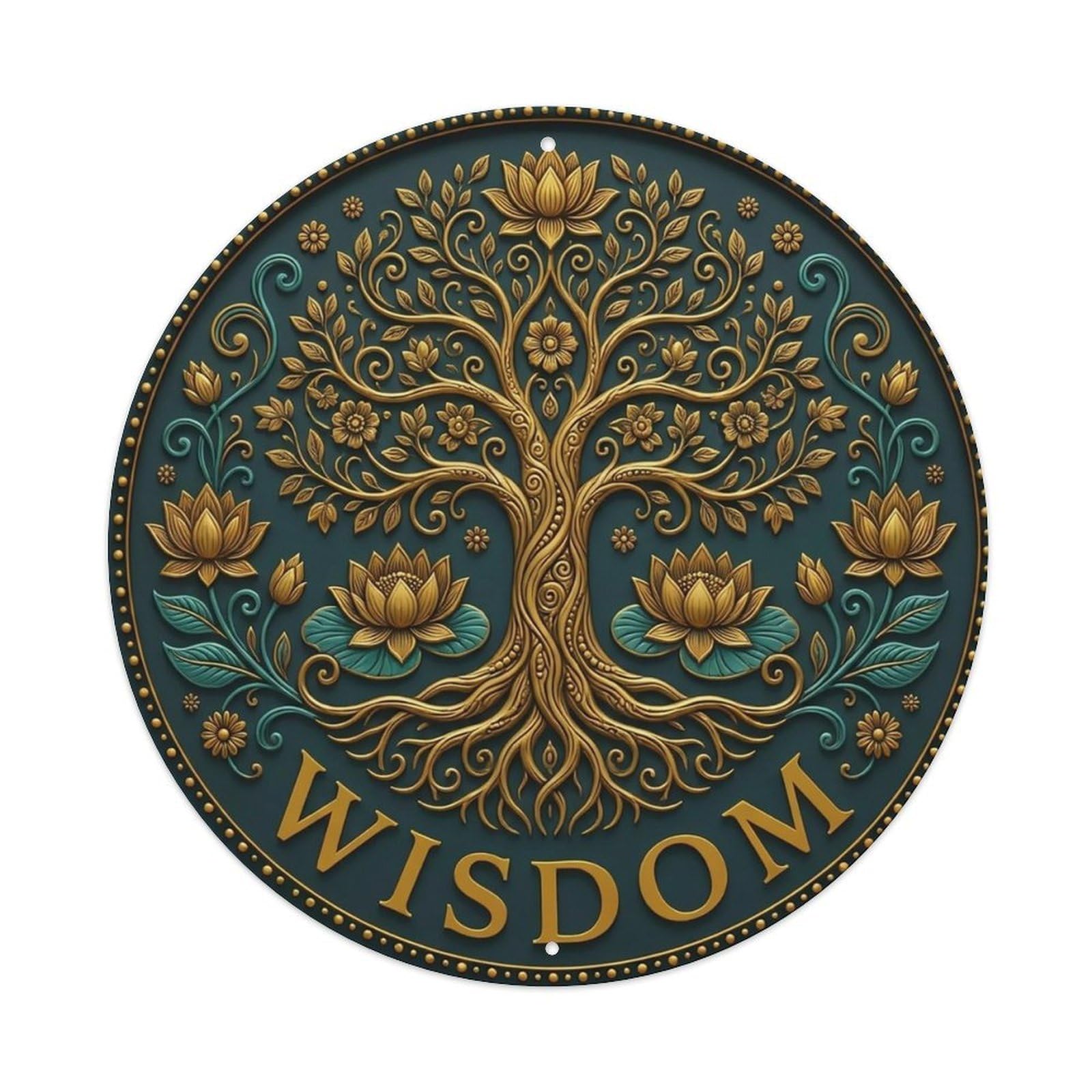 Vintage Namaste Tree of Life Wisdom Flower Zen Yoga Metal Tin Sign