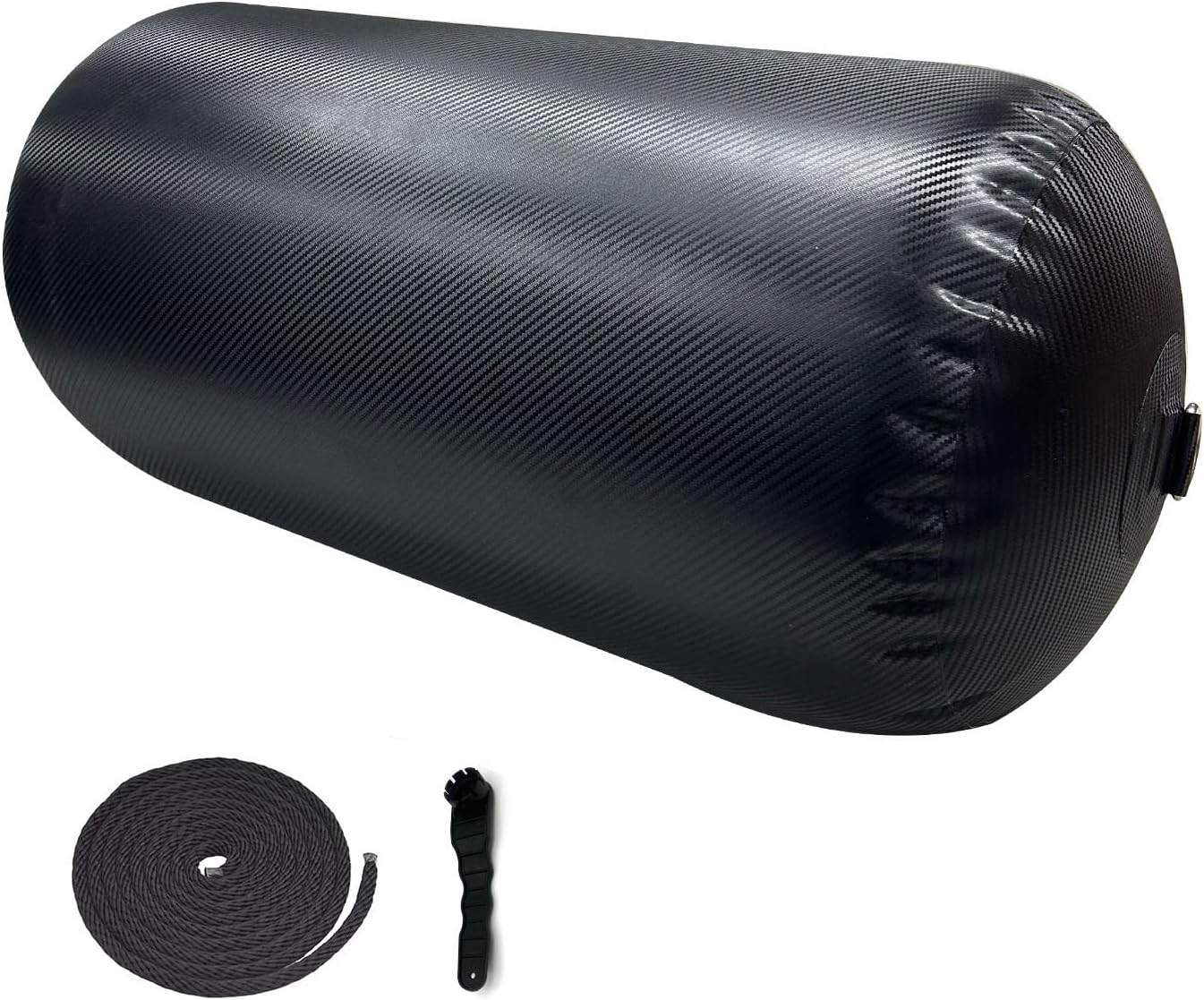 Carbon Fiber Pattern PVC Inflatable Boat Fender, Premium Heavy-Duty Inflatable Marine Bumper for Docking, Universal Single Fender for Yacht, Sailboat, Pontoon and Dock Protection