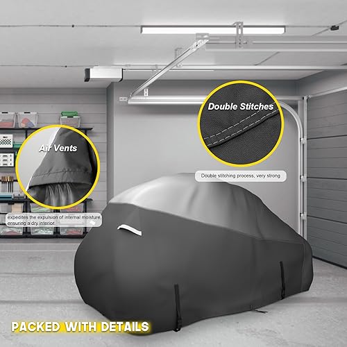 Miniatura 6 de Rosefray Funda para cortacésped de giro cero, tela impermeable de grado marino 420D, ajuste universal para John Deer, Cub Cadet Zero Turn Up hasta